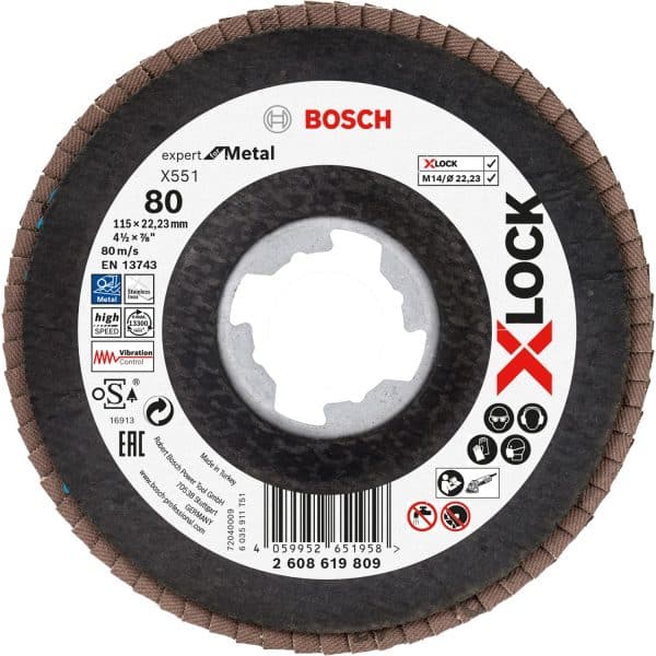 Bosch Fächerschleifscheibe X-Lock X551 Metall 115 x 22