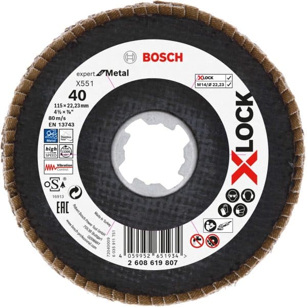 Bosch Fächerschleifscheibe X-Lock X551 Ø 115 mm x 22