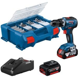 Bosch Professional Akku-Bohrschrauber GSR 18V-55 mit Akkus & 82 AC-Set in L-Case