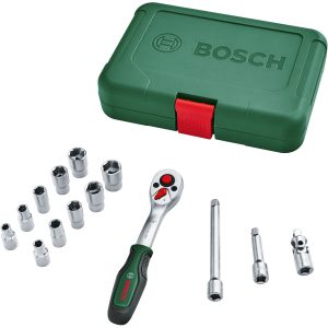 Bosch ¼ Steckschlüsselsatz 14-teilig mit Ratsche