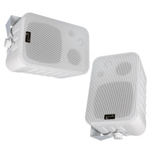 Dynavox 3-Wege Lautsprecher Paar mit Halterung für Wand und Decke Weiß