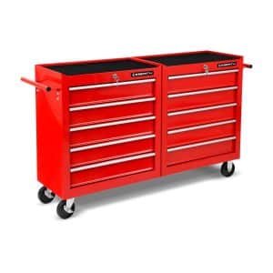 EBERTH Werkstattwagen Leer 10 Schubladen aus Metall mit Doppelwand Rot