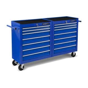 EBERTH Werkstattwagen Leer 14 Schubladen aus Metall mit Doppelwand Blau