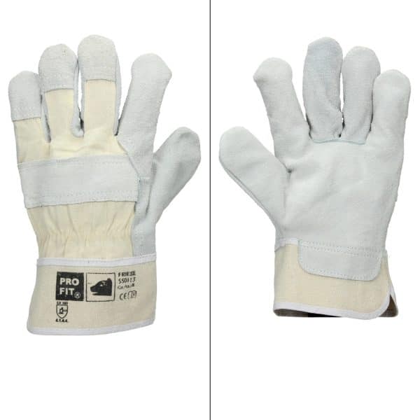 ECD Germany 12 Paar Pro-Fit Rindspaltleder-Handschuhe Größe 11/XXL Canvas-Stulpe