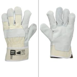 ECD Germany 24 Paar Pro-Fit Rindspaltleder-Handschuhe Größe 8/M Canvas-Stulpe