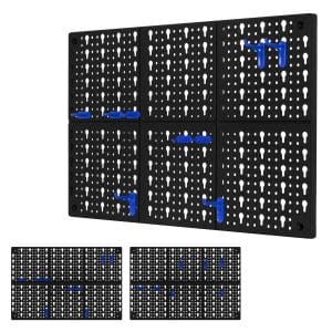 ECD Germany Werkzeugwand Dreiteilig mit 46 Blauen Aufhängern 150x33x1