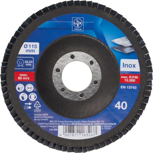 LUX Fächerschleifscheibe Metall Ø 115 mm K40