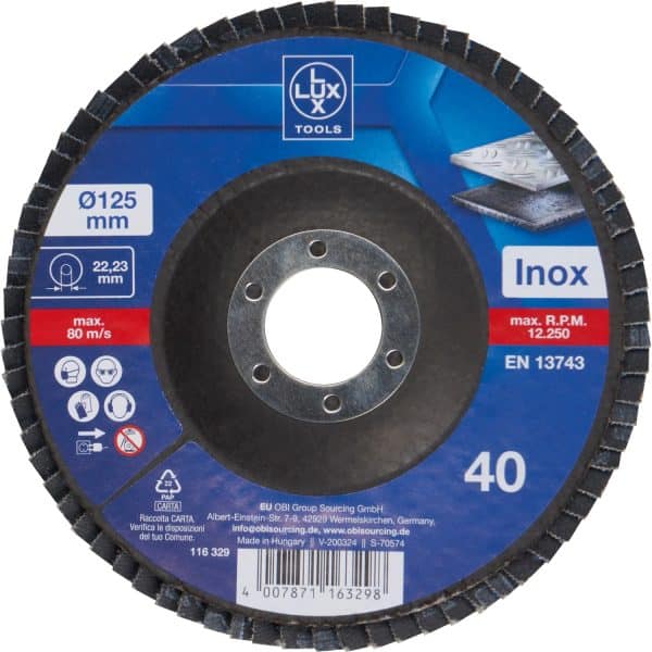 LUX Fächerschleifscheibe Metall Ø 125 mm K40
