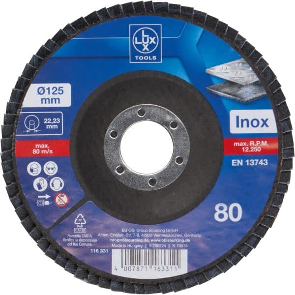 LUX Fächerschleifscheibe Metall Ø 125 mm K80