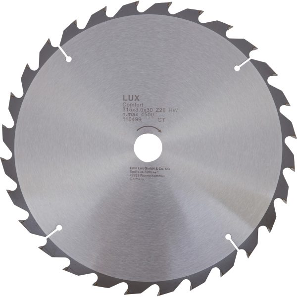 LUX HM-Baukreissägeblatt 315 mm x 30 mm 38 Z