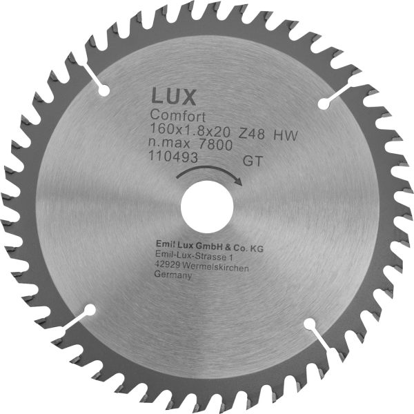 LUX HM-Kreissägeblatt 160 mm x 20 mm 48 Z