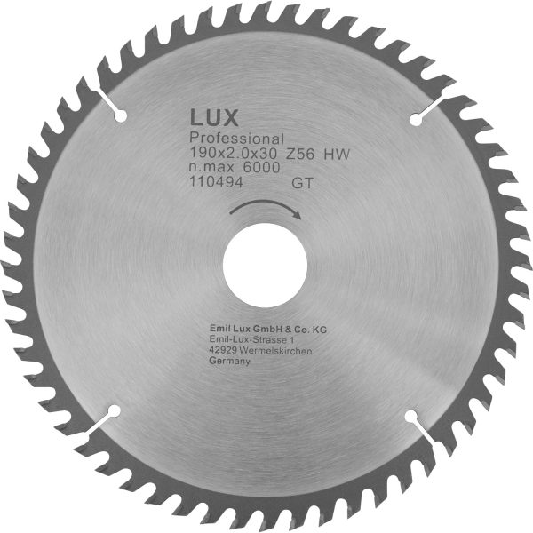 LUX HM-Kreissägeblatt 190 mm x 30 mm 56 Z