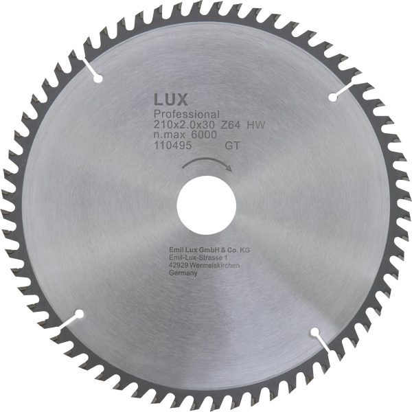 LUX HM-Kreissägeblatt 210 mm x 30 mm 64 Z
