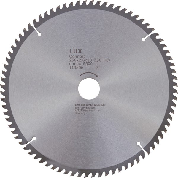 LUX HM-Kreissägeblatt 250 mm x 30 mm 80 Zähne
