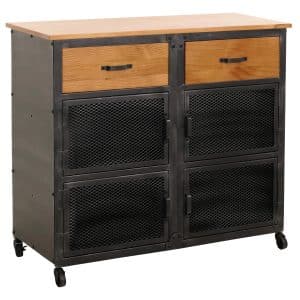 MCW Werkstattwagen N28 2 Schubladen 90x100x40cm Schwarz Natur