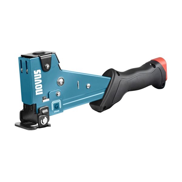 Novus Tools Hammertacker J-055 6–14 mm Typ G Premium-Tacker für Flachdrahtklammern mit Prallplatte für Oberflächenschutz 030-0454