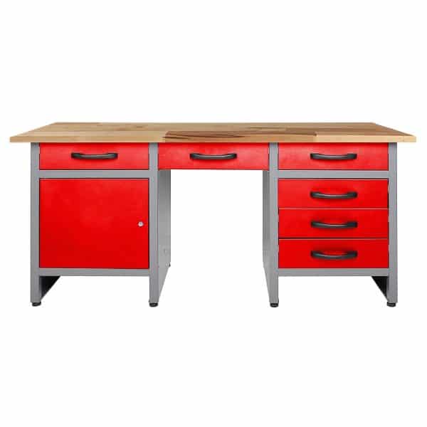 Ondis24 Werkbank Harry 160 cm Rot 6 Schieber 1 Tür Werkstatteinrichtung