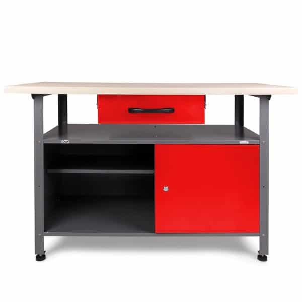 Ondis24 Werkbank Klaus 120 cm Rot 1 Schieber 1 Tür Werkstatteinrichtung