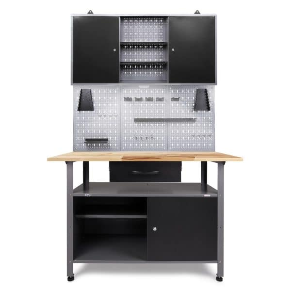 Ondis24 Werkbank Set Klaus 120 cm 1 Schrank LED Werkstatt