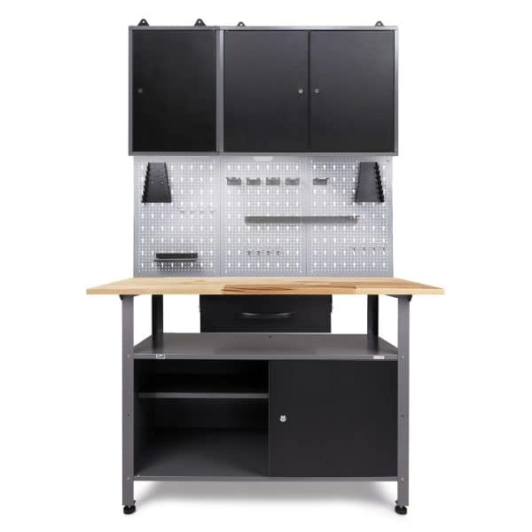 Ondis24 Werkbank Set Klaus 120 cm 2 Schränke LED Werkstatt