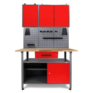 Ondis24 Werkbank Set Klaus 120 cm 2 Schränke Rot Werkstatt