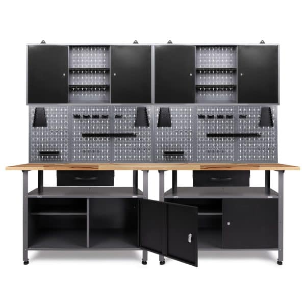Ondis24 Werkbank Set Klaus 240 cm 2 Schränke Werkstatt