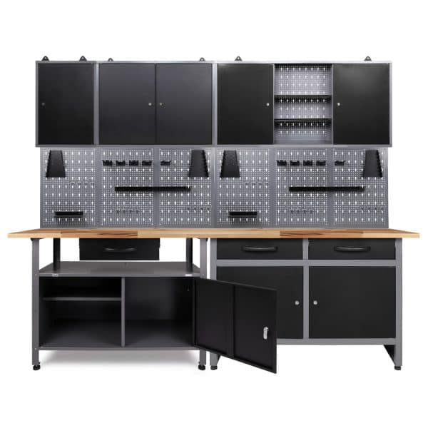 Ondis24 Werkbank Set Schöpfer 240 cm 3 Schränke Werkstatt