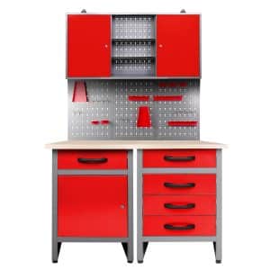 Ondis24 Werkstatt Set Entdecker 120 cm 1 Schrank Rot Werkstatteinrichtung Werkbank