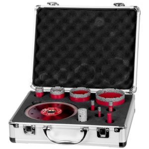 PROREGAL Diamant Bohrkronenaufsatz-Set Premium Crystal 6 - 8 - 10 - 20 - 35 - 50 - 68 mm Inkl. Adapter Diamantscheibe Winkelschleifer Flex M14