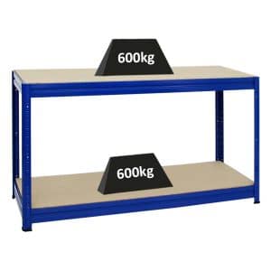 PROREGAL Höhenverstellbare Werkbank Dino HxBxT 90 x 160 x 60 cm Traglast 600 kg Blau