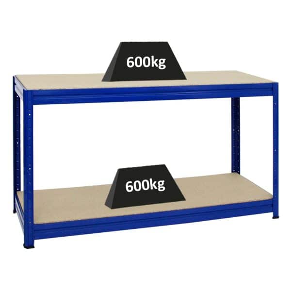 PROREGAL Höhenverstellbare Werkbank Dino HxBxT 90 x 160 x 60 cm Traglast 600 kg Blau