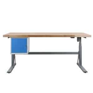 PROREGAL Höhenverstellbare Werkbank Giant Rhino mit Würfelbo x  HxBxT 70 bis 117 x 200 x 75 cm Traglast 300 kg Staubgrau Lichgrau Lichtblau