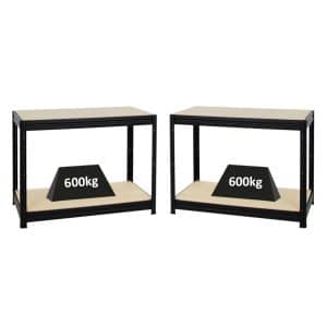 PROREGAL Mega Deal 2x Höhenverstellbare Werkbank Dino HxBxT 90 x 120 x 60 cm Traglast 600 kg Schwarz