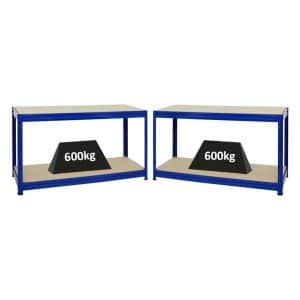 PROREGAL Mega Deal 2x Höhenverstellbare Werkbank Dino HxBxT 90 x 160 x 60 cm Traglast 600 kg Blau