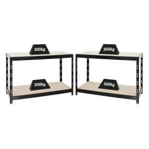 PROREGAL Mega Deal 2x Werkbank Tiger HxBxT 90 x 140 x 60 cm Fachlast 300 kg Schwarz