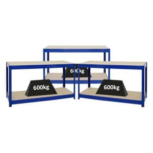 PROREGAL Mega Deal 3x Höhenverstellbare Werkbank Dino HxBxT 90 x 160 x 60 cm Traglast 600 kg Blau