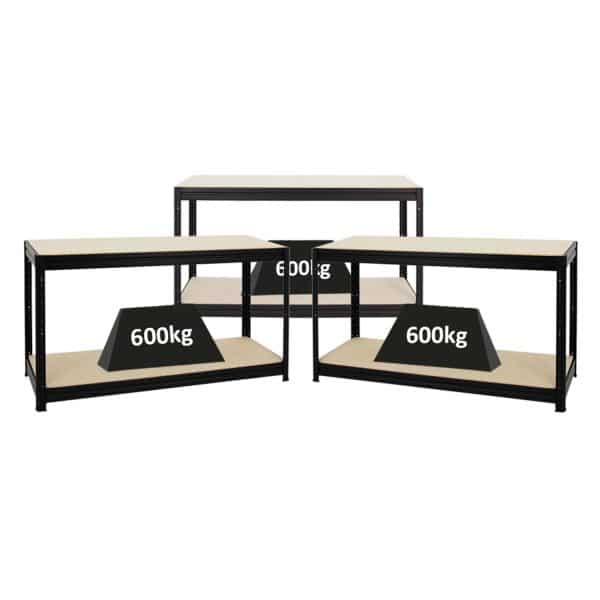 PROREGAL Mega Deal 3x Höhenverstellbare Werkbank Dino HxBxT 90 x 160 x 60 cm Traglast 600 kg Schwarz