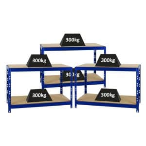 PROREGAL Mega Deal 3x Werkbank Tiger HxBxT 90 x 140 x 60 cm Fachlast 300 kg Blau