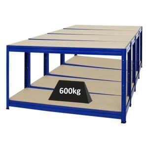 PROREGAL Mega Deal 4x Höhenverstellbare Werkbank Dino HxBxT 90 x 160 x 60 cm Traglast 600 kg Blau