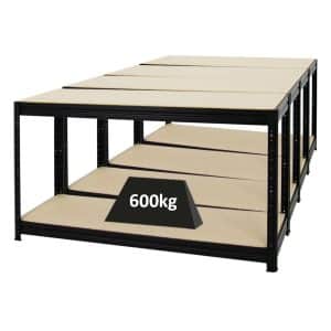 PROREGAL Mega Deal 4x Höhenverstellbare Werkbank Dino HxBxT 90 x 160 x 60 cm Traglast 600 kg Schwarz