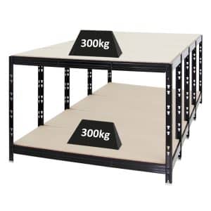 PROREGAL Mega Deal 4x Werkbank Tiger HxBxT 90 x 140 x 60 cm Fachlast 300 kg Schwarz