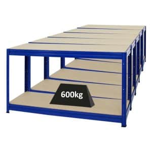 PROREGAL Mega Deal 5x Höhenverstellbare Werkbank Dino HxBxT 90 x 160 x 60 cm Traglast 600 kg Blau