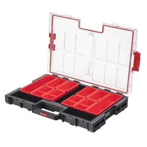 PROREGAL QBRICK Sortimentskasten One L HxBxT 53 x 53 x 7 cm 6 Liter 12 Fächer Mit Deckgriff Mit Klemmverschlüsse Schwarz