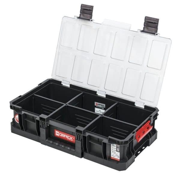 PROREGAL QBRICK Sortimentskasten Two HxBxT 31 x 47 x 13 cm 38 Liter Mit Deckgriff Mit Klemmverschlüsse Schwarz