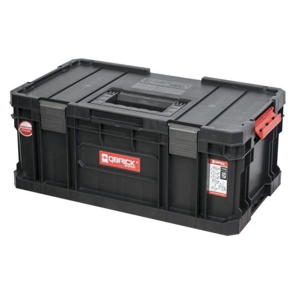 PROREGAL QBRICK Werkzeugkasten Two Toolbox HxBxT 22 x 53 x 31 cm 2 Trennstege 26 Liter Mit Deck & Teleskopgriffe Mit Klemmverschlüsse Metall Schwarz