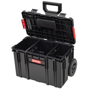 PROREGAL QBRICK Werkzeugtrolley Two 38 Liter Mit Deck & Teleskopgriffe Mit Klemmverschlüsse Mit 2 Verstellbaren Fächern Metall Schwarz