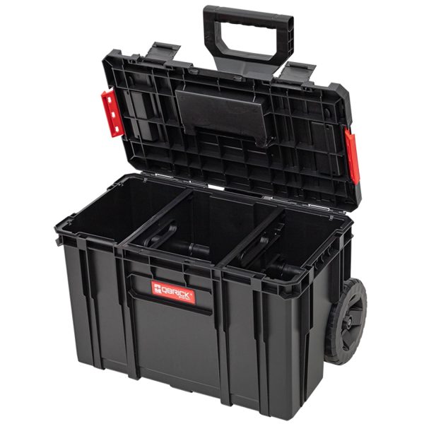 PROREGAL QBRICK Werkzeugtrolley Two 38 Liter Mit Deck & Teleskopgriffe Mit Klemmverschlüsse Mit 2 Verstellbaren Fächern Metall Schwarz