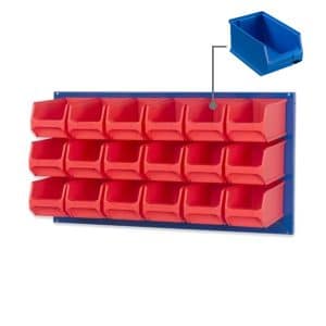 PROREGAL Trägersystem Blaue Systemplatte mit 18 x Blauen Sichtlagerboxen 3