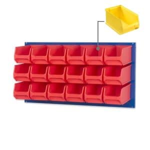 PROREGAL Trägersystem Blaue Systemplatte mit 18 x Gelben Sichtlagerboxen 3