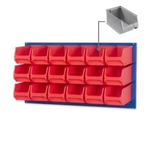 PROREGAL Trägersystem Blaue Systemplatte mit 18 x Grauen Sichtlagerboxen 3